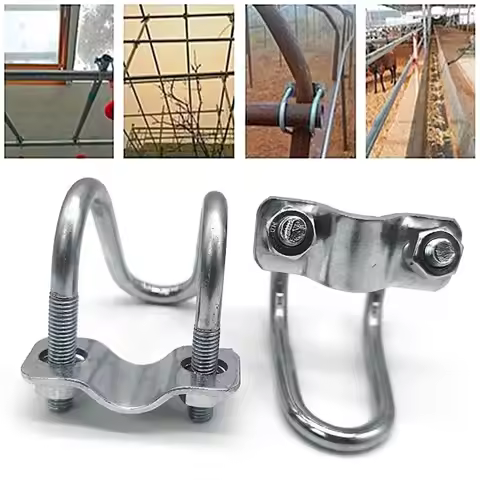 New Galvanized Double U Cross Clamp Steel 20 25 32 40 50 M8 U Bolt Clamp Screw Connector Tube Pipe C