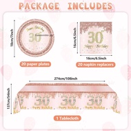 Tiandoinbbr 41 Pcs 13th/16th/18th/21st/30th/40th Birthday Decorations Rose Gold Theme Party Table Se