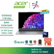 ACER SWIFT GO 14 SFG14-73T-98EX TOUCH LAPTOP ( Ultra 9-185H 32GD5 1TBSSD / 14" IPS / WIN11H / OFFICE