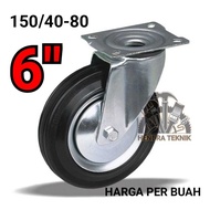 BLACK RUBBER WHEELS LIVE 6".6 INCH DISPLAY WHEELS. 6 INCH 150MM SWIVEL WHEELS