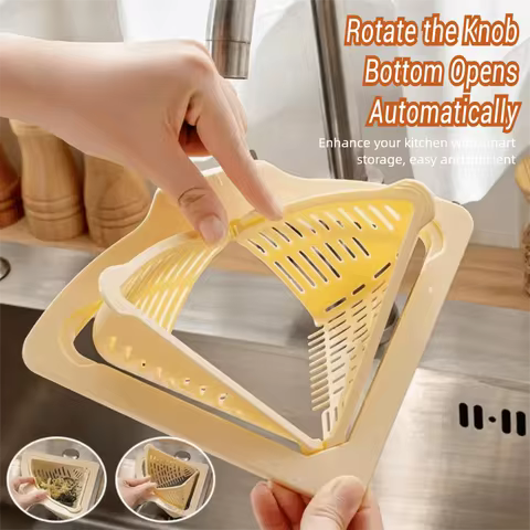 Durable Magnetic Sink Drain Basket Triangle Multifunctional Food Waste Filter Basket Kitchen Sink Fi
