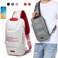 Men's Fashion Shoulder Bag USB Charging Waterproof Messenger Bag Rivet Lock Anti-theft Pack Sling Bag Crossbody Bags for Men