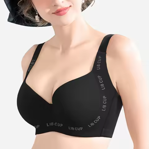 Women Wide Shoulder Straps Suppotive Push Up Bra Model Cups Underwire Female Seamless Plus Size Ling