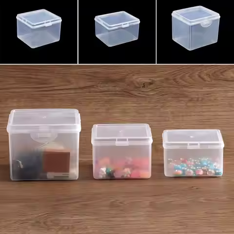 1Pcs with Lid Storage Box Multi-purpose Plastic Storage Case Rectangular Shape Clear Small Thing Con