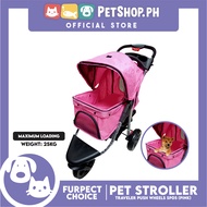 Furfect Choice Foldable 3-Wheeled Travel Stroller For Dog And Cat Accessories SP05 (Pink)