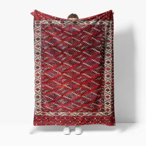 Red Moroccan Style Cotton Kilim Rug Vintage Turkish Area Rug for Living Room Bedroom Decor