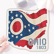 Allenjoy 29.6" x 31.3" Ohio Pride Bathroom Rugs Stars and Stripes Mat Bathmat Rug Non Slip Washable