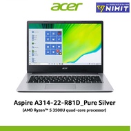 โน๊ตบุ๊ค เอเซอร์ Notebook Acer Aspire A314-22-R81D Ryzen 5-3500U / Ram 4GB / SSD 512GB /Integrated Graphics/ หน้าจอ 14.0"FHD/ Window10Home