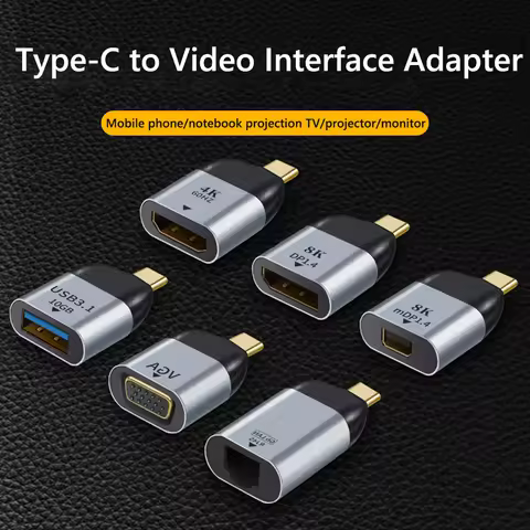 Type C Male to Female Adapter Gold-plated Interface Type-C to USB 3.1/DP/Mini DP/VGA/HDMI-compatible