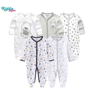 Kiddiezoom 5PCSเสื้อผ้าเด็กสไตล์ใหม่ผ้าฝ้ายแขนยาวRomper 0-12months