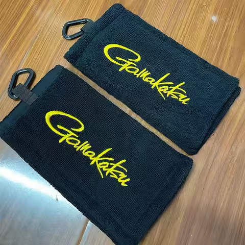 Gamakatsu Double Layer Fishing Towel with Clip Thicken Durable Bait Towel Absorbent Non-stick Car Wa
