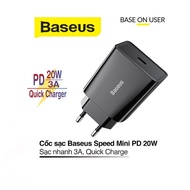 Củ sạc 3A/PD20W Baseus Speed Mini chân tròn 1 cổng Type-C nhựa PC cao cấp