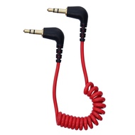 TRS to TRS Spring 3.5mm Cable Coiled Microphone to Camera Red Color for RODE SC7 BOYA By VIDEOMIC GO