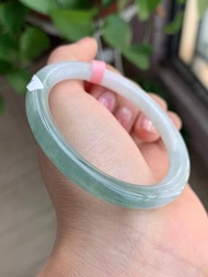 冰種 天然翡翠 緬甸 A玉 玉鐲 • 冰種油青半山水翡翠圓鐲