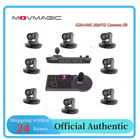 MOVMAGIC 1pc K20 PTZ Camera Keyboard+ 8pcs H45 20x PTZ Camera Custom Keys ONVIF /VISCA for Education
