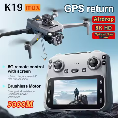 New K19 Max Drone 4.5-Inch Large Screen 360° Obstacle Avoidance GPS Positioning Optical Flow Positio