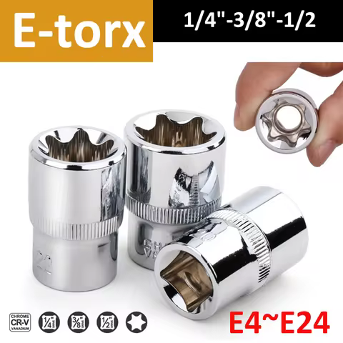 1/4" 3/8" 1/2" Drive E-Torx Star Socket Set External Star Socket Set Torque Socket E4-E24 Durable Ve