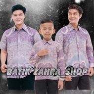 UNGU KEMEJA Boy's Batik Shirt Long Sleeve Couple Batik Father and Son Purple LILAC Batik Motif PYRAM