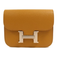 HERMES Epsom皮革Constance Slim Wallet銀扣錢包Chai