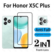 2 in 1 Honor X5C Plus Tempered Glass Screen Protector For Honor 400 X5B X6B X6C X7C X7D X9D Camera L