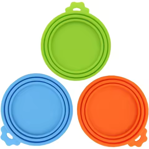 3 Pack Silicone Pet Food Can Covers Universal Cat Dog Food Container Lids Sealer