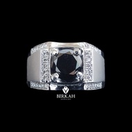 Cincin Berlian Hitam Pria Cowok Mens Ring Perak Palladium Sertifikat