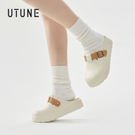 UTUNE Flat Slippers Women 2025 New Style Thick Sole Belt Buckle Adjustable Shoes