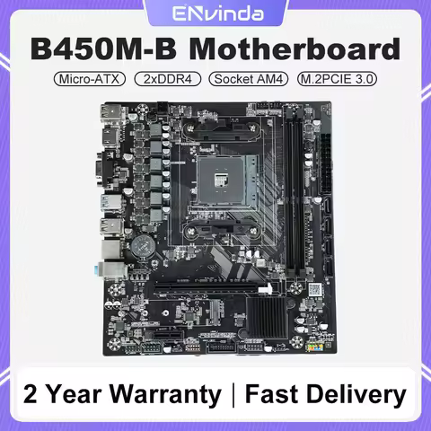 ENVINDA B450 Motherboard AMD Processor Dual-channel DDR4 Memory AM4 Mainboard M.2 NVME (Supports Ryz