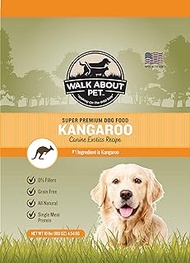 Walk About Pet, WA10039, Canine Exotics All-Natural Super Premium Dog Food, Kangaroo Recipe Dry Kibble, Grain and Gluten Free, Single Source Protein, 0% Fillers, 10 Pound Bag