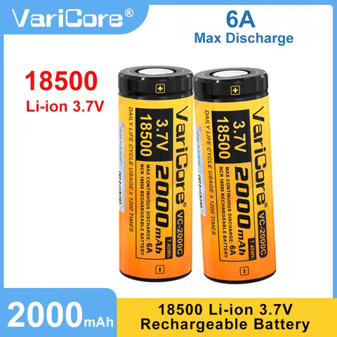 VariCore VC-2000C 18500 3.7V 2000mAh High Capacity Rechargeable Lithium Battery for Flashlight and P