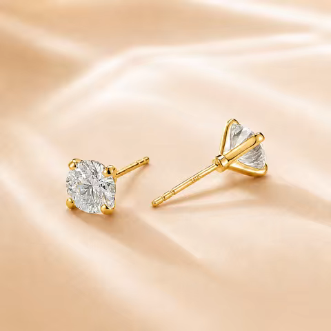 Custom Lab Grown Diamond Ear Stud 9K 14K Gold 0.1ct To1ct VVS Clarity D Color Anniversary Engagement