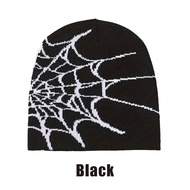 Beanie Kupluk Motif Jaring Laba-Laba Spider Web Fashion Winter Cap Kupluk Rajut Penutup Telinga Kepa