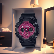 Casio G-Shock Black and Red Series Glossy Metallic Black GMAS120RB-1A GMA-S120RB-1A Resin Band Womens Watch