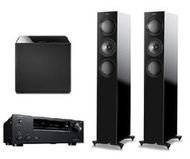 KEF 小型三路分音座地揚聲器 R5+KEF 8吋揚聲器喇叭 KUBE8B+ ONKYO TX-NR595擴大機