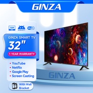 GINZA smart tv 32 inches tv flat screen on sale 32 inch smart led tv Frameless ultra-thin Netflix&amp;Youtube Android television on sale