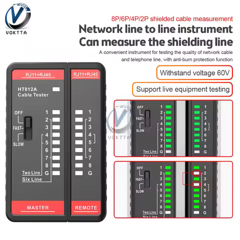 Network Cable Tester HT812A UTP LAN Cable Finder RJ45 Network Cable Tester LAN Cable Alignment Meter