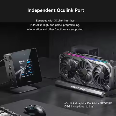 AtomMan Mini PC X7 Ti Intel Ultra 9-185H 4 inch Screen 2*USB4 2*5G RJ45 Camera Oculink Windows 11 Ga