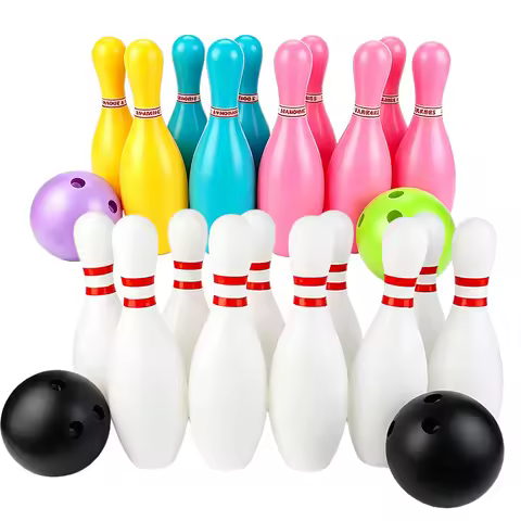 1/2set Bowling Set Plastic Color/white Bowling Games Summer Outdoor Sports Indoor Exercise Ball Gutt