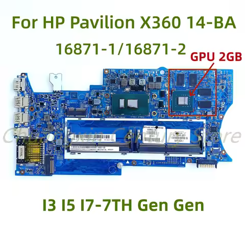 16871-1 16871-2 motherboard Suitable for HP Pavilion X360 14-BA laptop with I5 I7-7th Gen CPU GPU: 2