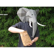 Polycraft 3D White Elephant Head Animal Paper Mask Model