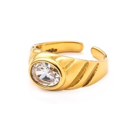 [Metal Mob] CABRON-WHITE CARDINAL RING Gem Bishop Spiral RING Transparent Rhinestone