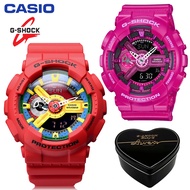 เดิม G-Shock GA110 GMAS110 ผู้ชายและผู้หญิงกีฬานาฬิกาคู่ตั้ง 200 เมตรกันน้ำกันกระแทกกีฬาคนรักกีฬานาฬิกาข้อมือรับประกัน 4 ปี GA-110FC-1A GMA-S110MP-4A3