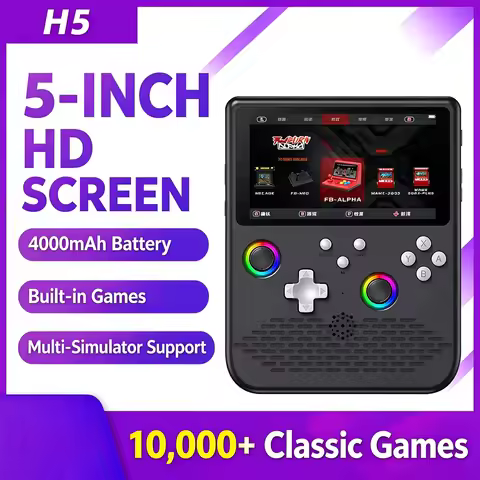 H5 Retro Handheld Game Console 5" IPS Screen Dual RGB Joystick Portable Arcade Video Game Player 400