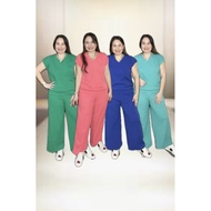 AURORA terno vneck blouse and pants thick cotton knitted