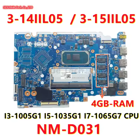 NM-D031 For Lenovo Ideapad 3-14IIL05 3-15IIL05 Laptop Motherboard With I3-1005G1 I5-1035G1 I7-1065G7