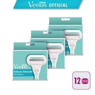 [Bundle of 3] Gillette Venus Deluxe Smooth Sensitive 4 Razor Blade (Refills/Cartridges)