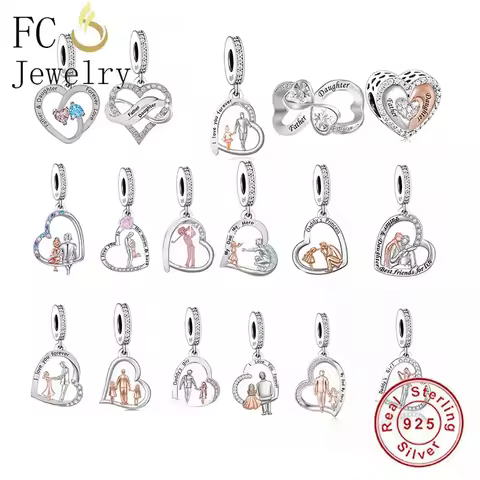 FC Jewelry Fit Original Charm Bracelet 925 Silver Dad And Daughter I Love You Bead For Making Women 