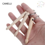 CAMELLI Drum Sticks Key Ring, Wood Metal Drumsticks Keychain, Mini Drumstick Grommets