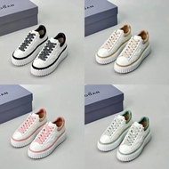 Hoga Hoga H-Stripes Retro Casual Sports Shoes - White/Biscuit Thick Sole