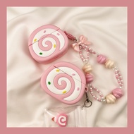 3D Swiss Roll Cake AirPods Case, Cute AirPods Pro Case, Pink AirPods 4 Case, Soft AirPods Pro 2 Case